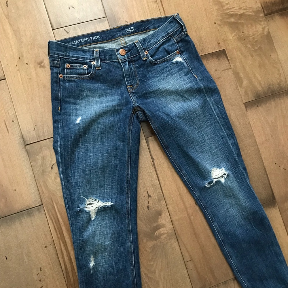 J. Crew Vintage Matchstick Jeans Dark Distressed - Picture 4 of 7